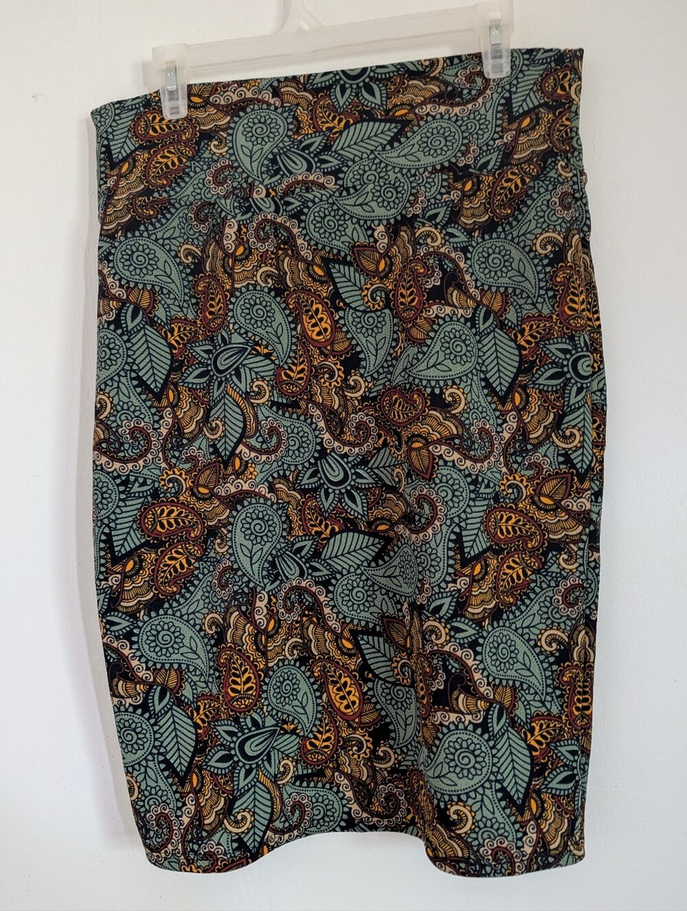 Printed Pencil Skirt in Green & Black